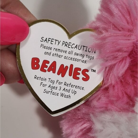 Ty Beanie Babies Collection Snuggins Plush Dog Stuffed Animal Toy Pink 4" x 5" - Picture 8 of 10